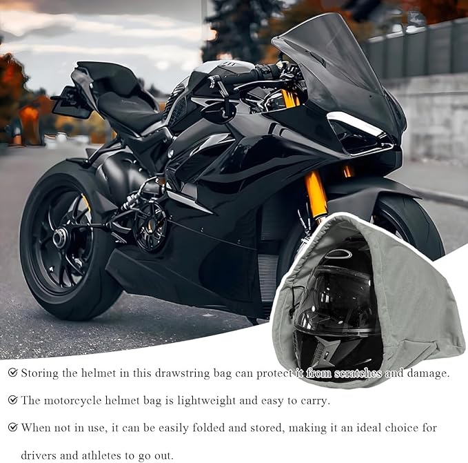 2 PCS Motorcycle Helmet Bag, Helmet Protection Drawstring Bag Made of Nylon Cloth, Large Capacity Helmet Storage Bag for Motorcycle Bicycle, Universal Motorcycle Accessories (Black+Gray)