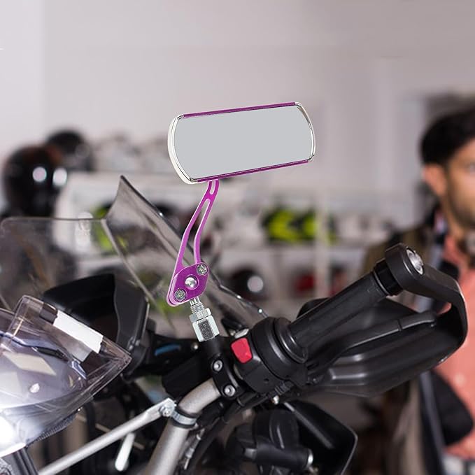 2pcs Bicycle Side View Mirrors for Motorcycles and Scooters, Adjustable Purple Rearview Bike Mirrors for Handlebars, Mountain Bike and Ebike Accessories