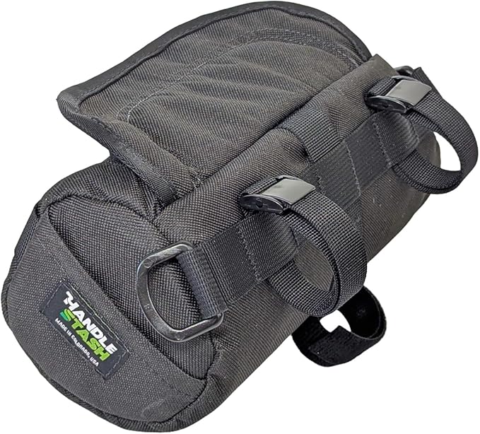 Handlebar Bag (Black & Green Burrito) | 2 Liter Capacity | Spacious Bike Bag w/ 2 Extra Long Buckle Straps & 1 Hook-and-Loop Strap | Water Resistant Front Basket | Bike Accessories | Made in USA