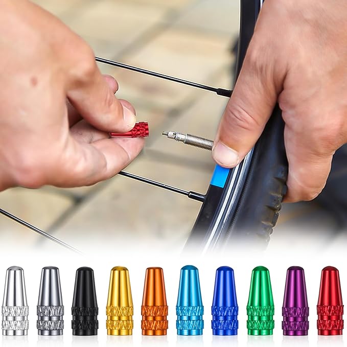 40 Pieces Presta Valve Caps, 10 Colors Bike Valve Cap, Aluminum Presta Valve Cover for Presta/French Valves Bike Tire Caps MTB Road Racing Bicycle, Hybrid Bike, Fat Bike, E-Bike, Rocket Style