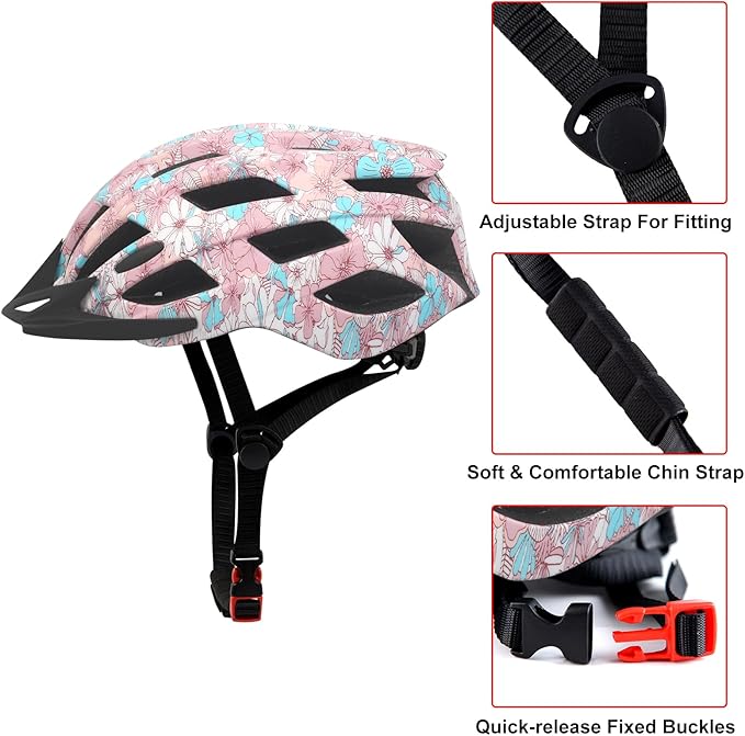 Adult Bike Helmets, Adjustable Mens Womens Bicycle Helmet, Lightweight Road Mountain Cycling Safety Sports Helmets with Detachable Visor