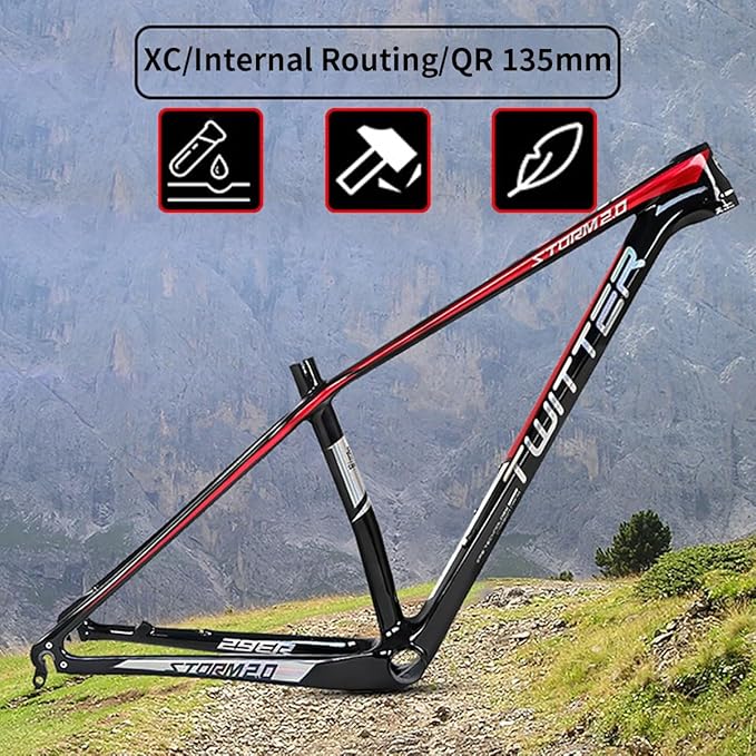 15''/17''/19'' Carbon Fiber Mountain Bike Frame 27.5er 29er XC Hardtail Quick Release 135mm Bike Frame Disc Brake Internal Routing