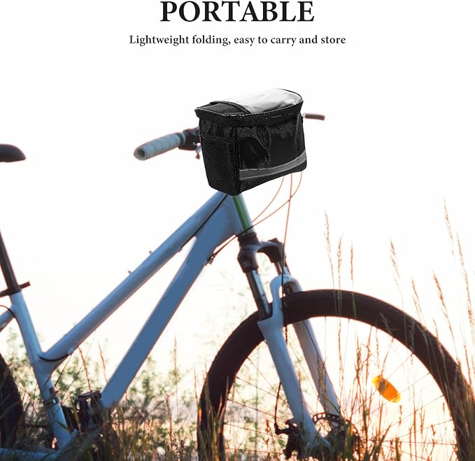 IMIKEYA Road Bike Front Bag Handlebar Bag Cycling Accessory Black Foldable Bicycle Top Tube Storage Pouch for Electric and Folding Bikes