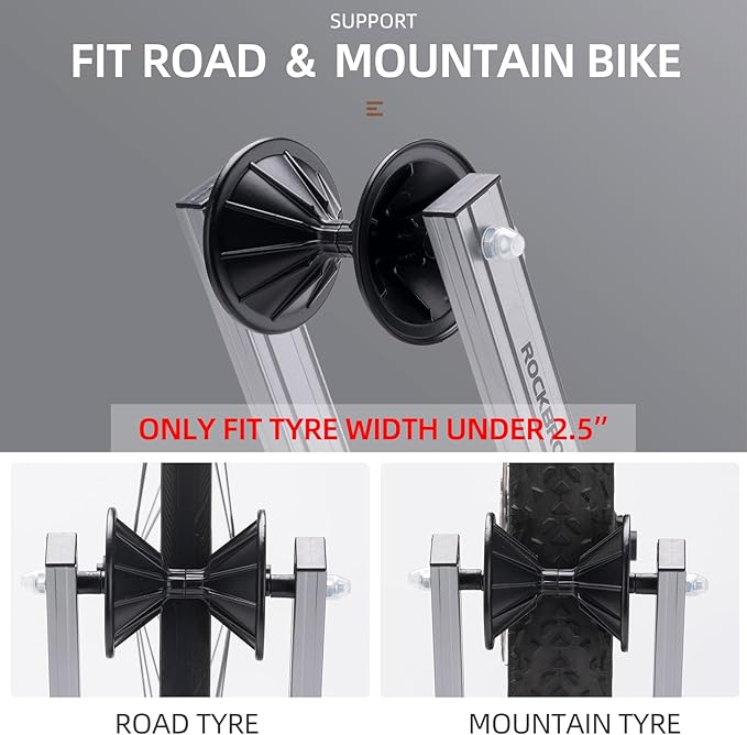 ROCKBROS Foldable Bike Stand Alloy Steel Rust-Resistant Bike Floor Stand Rack Folding Indoor Parking Wheel Holder Fit 20”-29”for Entryway, Garage, Home Bikes Parking & Storage