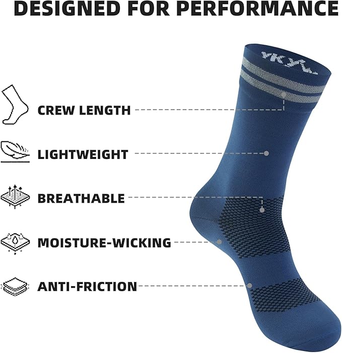 YKYWBIKE Cycling Socks for Men Women-Athletic Crew Bike Socks,Compression Biking Socks for Men Cycling,MTB Riding Socks