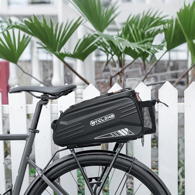 Bike Bags for Bicycle Rear Rack, Waterproof Hard Shell Bike Rack Bag, 8L Reflective Ebike Trunk Pannier with Shoulder Strap, Bike Saddle Bag, Seat Bag for Commuter Travel Outdoor Cycling Accessories