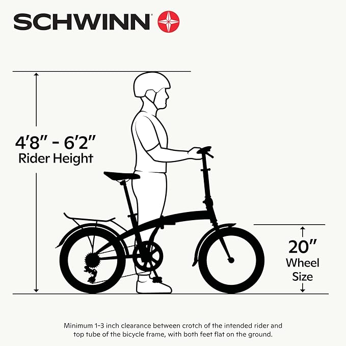 Schwinn Adapt U Folding Bike, 20-Inch Wheels, 7-Speed, Steel Blue