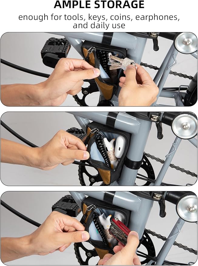 ROCKBROS Bike Frame Triangle Pouch - Waterproof Small Bicycle Bag for Men, Women & Kids - Road & Folding Bike Accessory