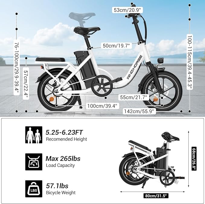 RIDWIND 16" Folding Electric Bike Adults, Peak 630W Adult Electric Bicycles, Up to 25 MPH and 35 Miles Foldable Ebikes, Electric Bike for Teens with 36V 8Ah Removable Battery, UL2849 Certificate