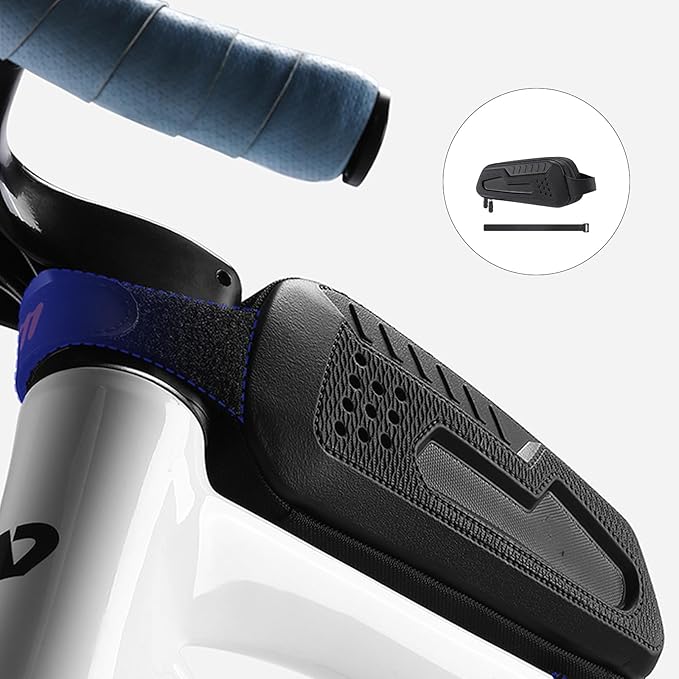 Mjaie Lightweight Bike Front Frame Bag Waterproofs Top Tube Storage Pouches Cycling Accessories for Mountain Road Bikes EVA Bike Bag