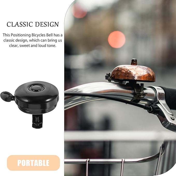 2pcs Vintage Bike Bell for Road Bikes Multi-Function Anti-Loss Ringing Bells Black Metal for Handlebars Practical Cycling Accessory for Adults