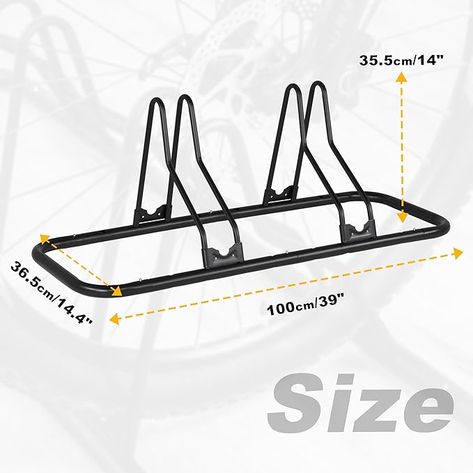 CyclingDeal Bike Rack Floor Parking Bike Stand for up to 6 Bicycles | Indoor, Home & Garage Storage Rack | Stable & Secure Bicycle Stand w/ Tire Grooves Up to 29", Holding Plates & Custom Spacing