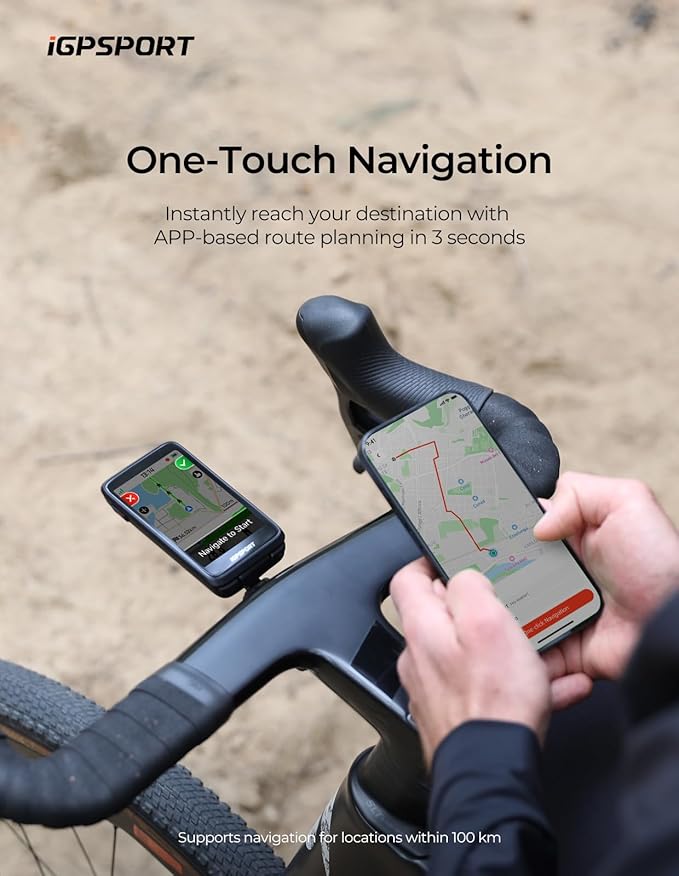 iGPSPORT BiNavi Bike Computer, 3.5‘’ Touch Screen Map Navigation Music Control Climb Tips, Wireless GPS Cycling Computer