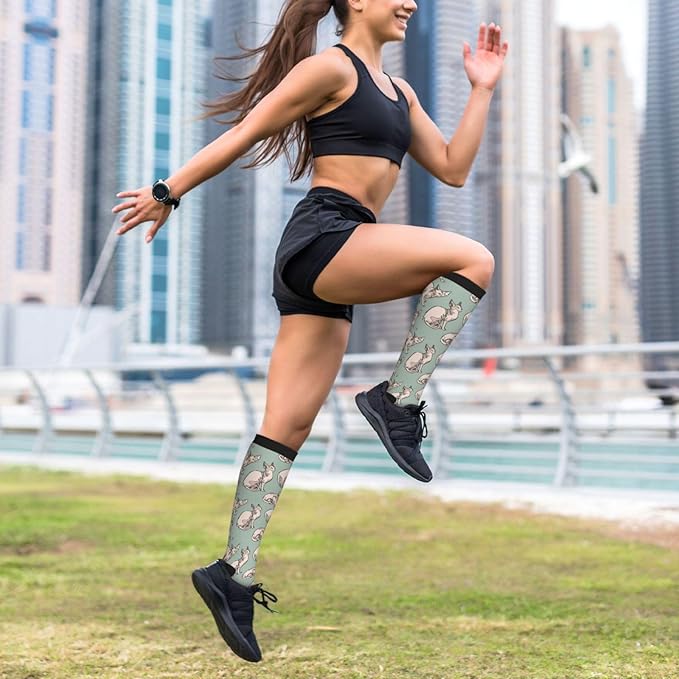 bassyil Compression Socks for Women & Men Circulation 15-20 mmHg Knee High Best Support for Nurses Travel Running Athletic