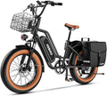 Electric Bike for Adults, 20"x 4" Fat Tire 35MPH Cargo Ebike with Seat, 1450W Peak 2 Seater Commute Bike with 48V 20AH Removable 960WH Battery, 80 Miles Max Range 7-Speed Step-Thru Electric Bicycle