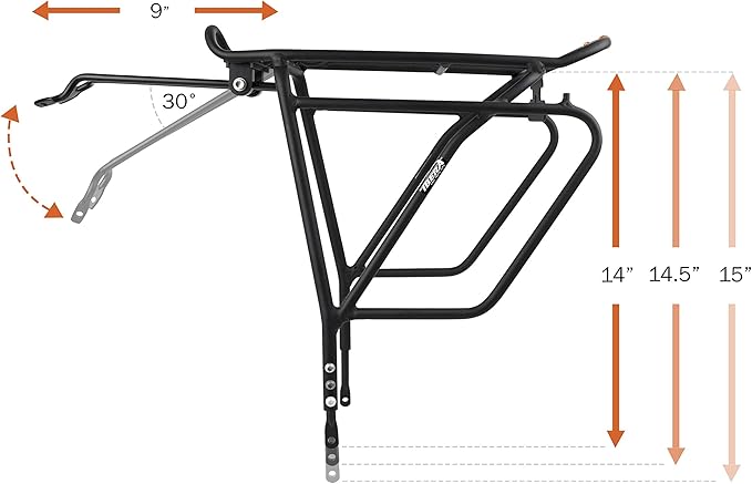 Ibera PakRak Touring Bicycle Seatpost/Disc/Non/Disc Rack and Quick Release Bag (Disc Brake Rack + Trunk Bag with Expandable Panniers)