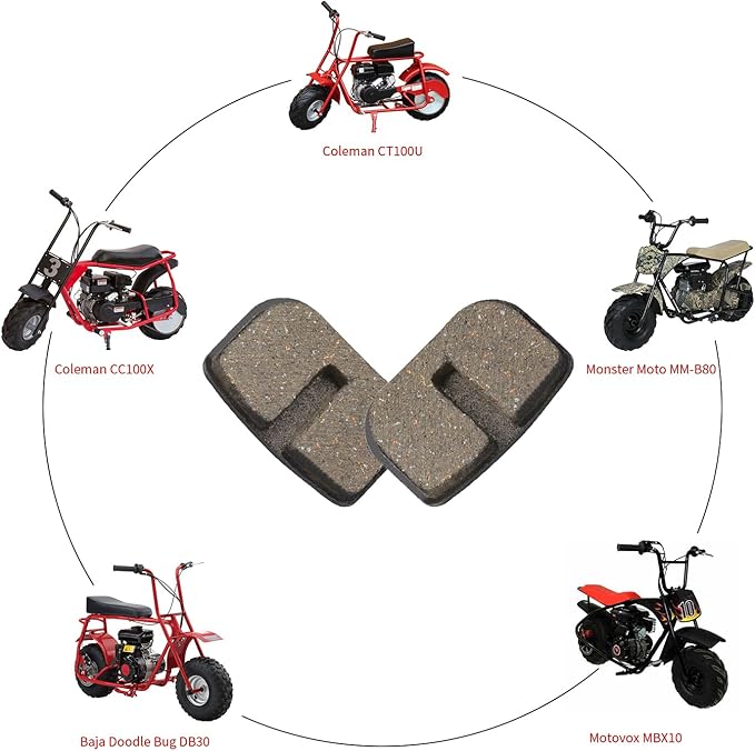 KAMIER Mini Bike Disc Brake Pads for 79cc 97cc 100cc 105cc 2.8hp Coleman CT100U CC100X Baja Doodle Bug DB30 Monster Moto MMB80 MMB105 Motovox MBX10 49cc 50cc SYX Moto Holeshot Mototec Dirt Bike Parts