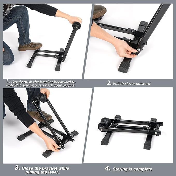 HOMEE Bicycle Floor Stand Parking Bike Rack,Bike Rack Stand Wheel Holder Fit 20"-29",Foldable Bike Storage Stand for Mountain and Road Bike,Cycling Storage Organizer for Indoor Outdoor Home Garage