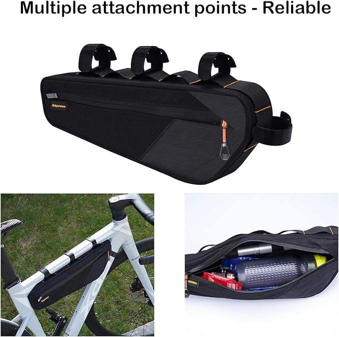 Bike Frame Bag - 2.5L Waterproof Cycling Triangle Bag with Side Pocket, Bicycle Under Tube Storage for Gravel, MTB, Road Bike (2.5L)