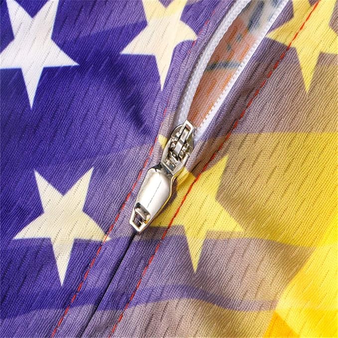 JPOJPO USA Cycling Jersey Men Short Sleeve Bike Shirts Biking Jersey Summer American Bicycle Tops with 3 Pockets Reflective