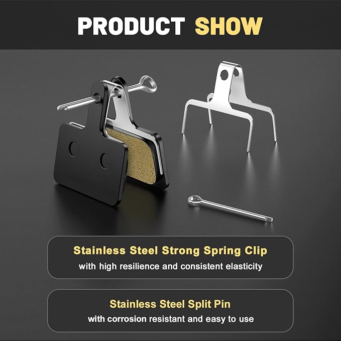 4 Sets Bike Brake Pads, Universal Bicycle Brake Pads - Semi-Metallic Low-Noise Disc Brake Pads for MTB/Road Bikes, Ebike Brake Pads Compatible for Shimano MT200 MT400 MT500 M315 M355 M375 M395 M446