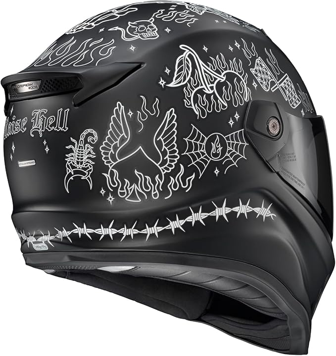 ScorpionEXO Covert FX Full Face Adult Motorcycle Helmet Street Fighter Style - Bluetooth Ready Speaker Pockets DOT ECE The Litas 2 (Black - Small)