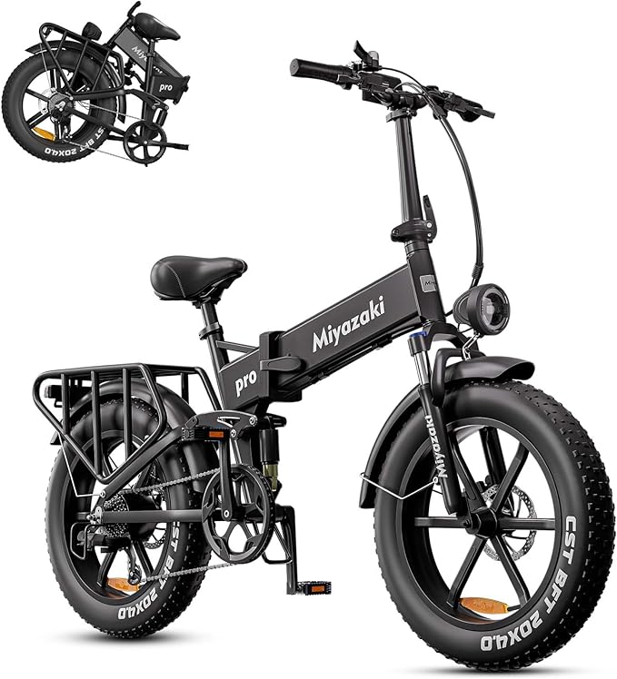 Miyazaki Folding Electric Bike for Adults, Space Aluminum Frame,1000/1500w Brushless Motor Foldable Ebike, 48v16/17.5ah Removable Battery,20"X4.0" Fat Tire Electric Bicycle, Hydraulic Oil Brake
