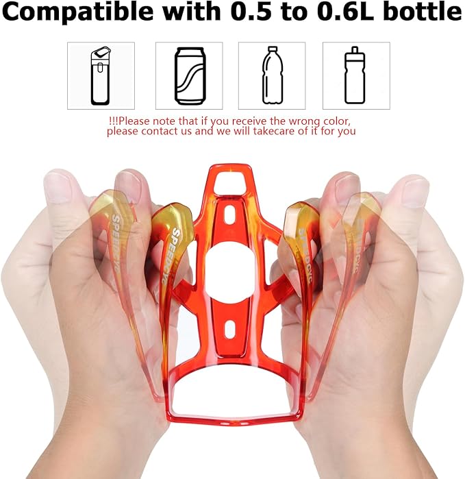 Bike Water Bottle Holder Ultra-Light Bicycle Bottle Cage with Screws Tool, Universal Cycling Cup Holder for MTB, Mountain Bikes,Yellow 2 Pack