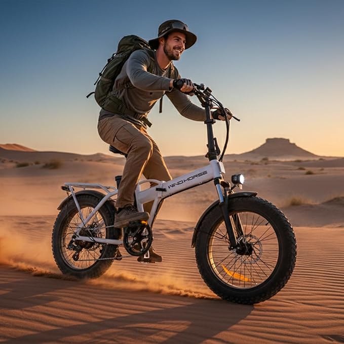 Foldable Electric Bike, Peak 983W Motor Ebike, 40-70 Miles & 20 MPH, 48V Removable Battery, 20" Fat Tire All-Terrain Electric Bicycle for Adults with 7-Speed, Suspension, Rear Rack, UL2849 Certified