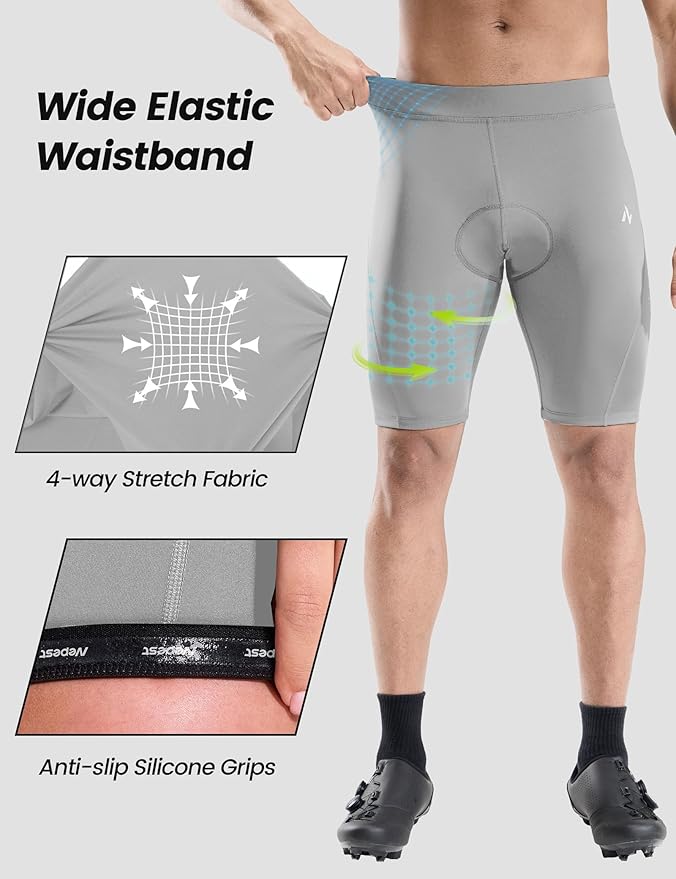 Nepest Men's Bike Shorts 4D Padded Cycling Road Biking Riding Biker Bicycle Mountain Cycle Shorts Zipper Pockets