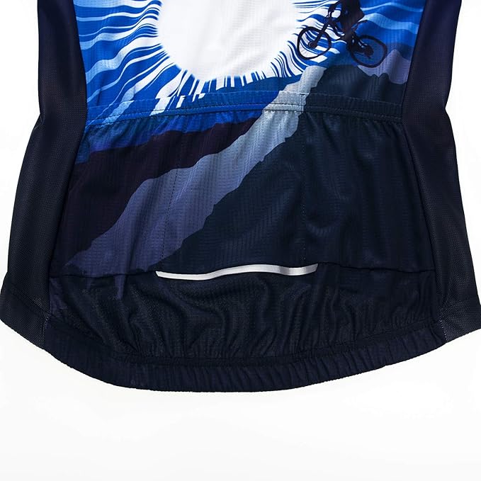 Men Cycling Jersey Skull Bike Short Sleeve Tops Quick-Dry Reflective 3-Pockets S-3XL