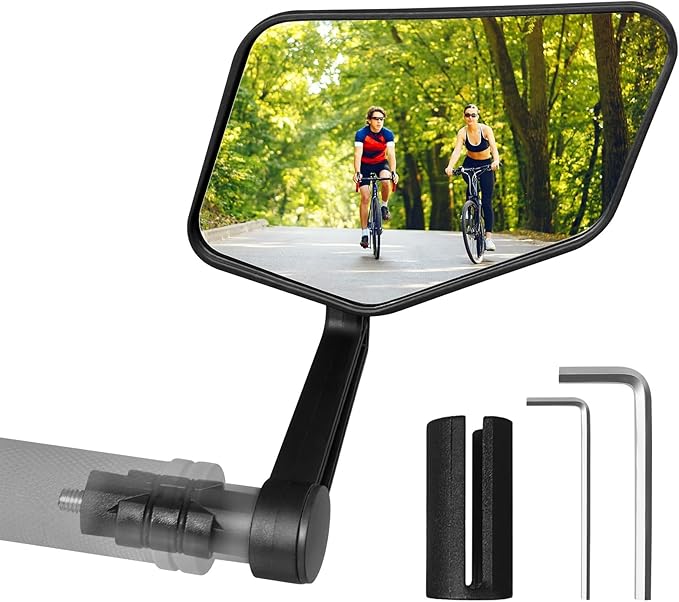 Bike Mirror, Bar End Bicycle Mirror, HD Glass Scratch Resistant and Fall Resistant E-bike Rear View Mirrors, Safe Cycle Mirror for Handlebar for E-bike, City Bikes (Right 0.59-0.9")