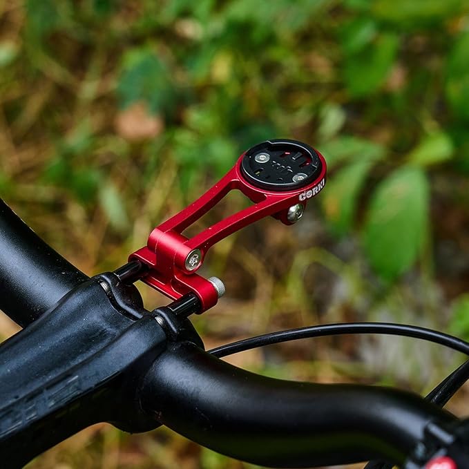 corki Out-Front Extended Bike Computer Mount Compatible for Wahoo/GM/Bryton/Cateye Adjustable Angle Gopro Combo Mount for Wahoo Mini Wahoo Elemnt & Elemnt Bolt,Elemnt Roam GPS Bike Computer