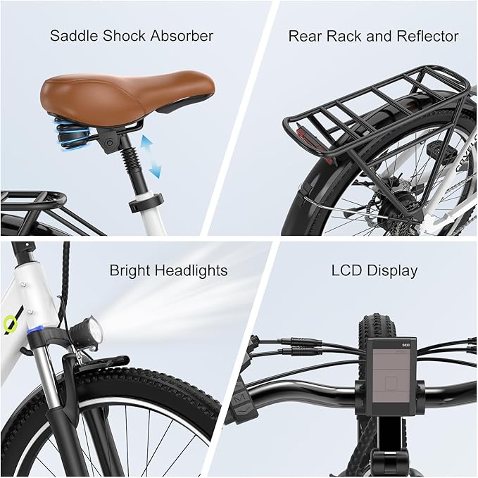 1000 Peak Electric Bike for Adults,up 80 Miles Removable Battery Ebike, 26" Electric E Bike with 7-Speed,Adult Electric Bicycles for Commute Beach Snow Womens/Man All Terrain