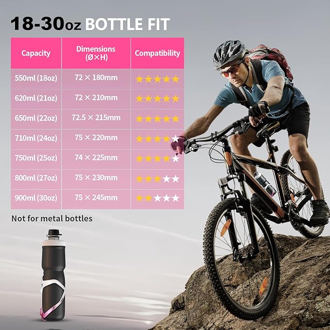 Bike Water Bottle Holder Bicycle Cage for Mountain Road MTB Gravel Adult Bikes Cycling Universal Carrier Rack 2 Pack Aluminum Alloy Ultralight Kettle Drink Accessories White Pink