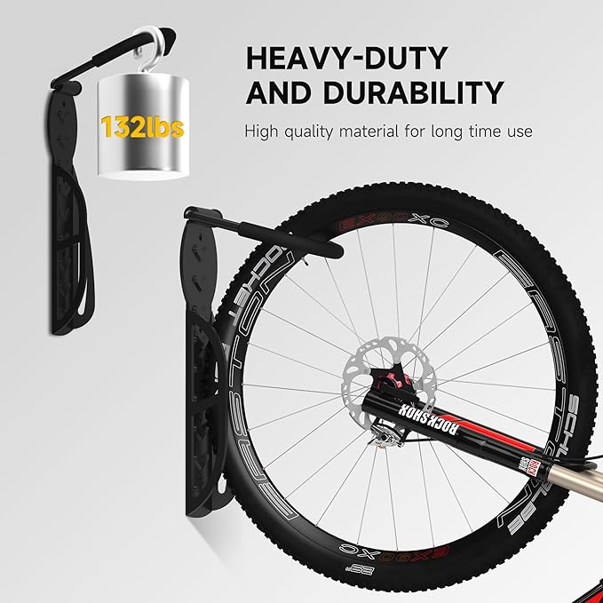suptek 2 Packs of Vertical Bike Rack Wall Mount - Heavy Duty Garage Bike Hanger for Indoor Storage, Easy to Hang and Detach, Supports Up to 132 lb, BYPA01-2