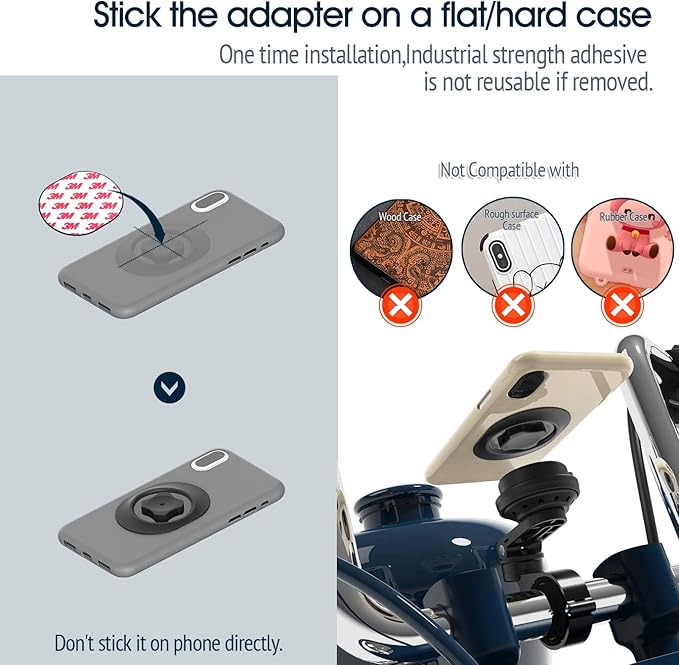 Motorcycle Phone Mount,Bike Cell Phone Holder with Vibration Dampener module,Out Front Bicycle Handlebar Mount for Mountain Road EBike,Scooter,Moto,MTB【Series C - 2nd Gen】Angle Adjustment Edition