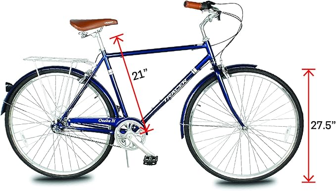 Tracer Osaka Hybrid Bikes, Steel Frame, Shimano Nexus Inter 3/7 Speed, Brown Seat Brown Grips, Road Bike, City Bike, Multiple Colors