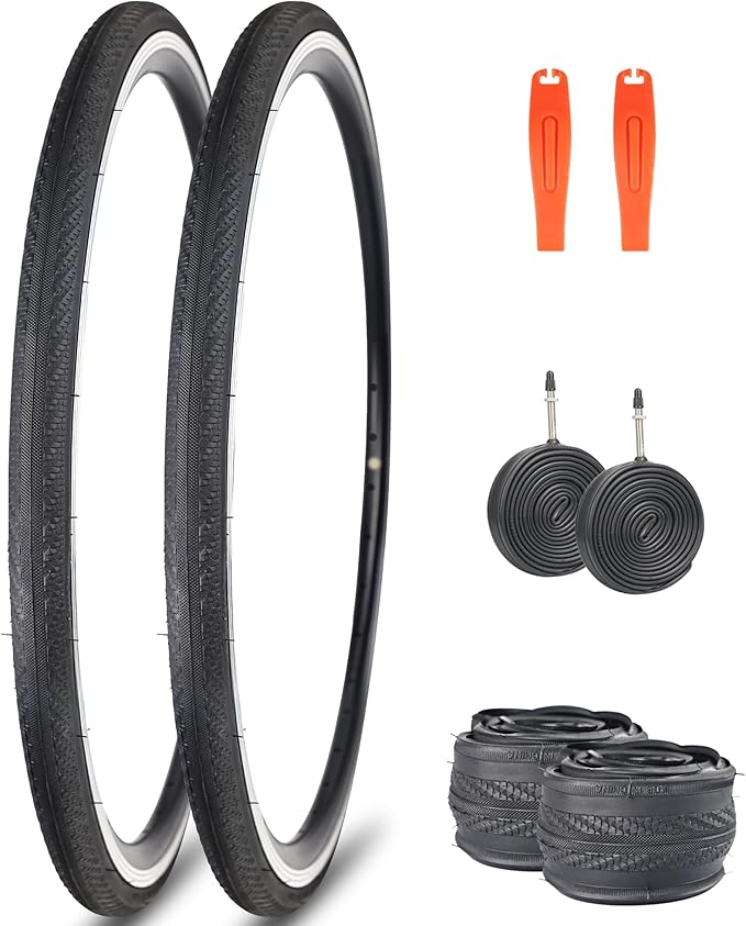 MEGHNA Bike Tire 700C Road Bike Foldable 700 x 25/28C Tire for Road Racing Anti Slip 25/28-622mm Replacement Tire for Fixed Gear Hybrid Bike Commuter Bike