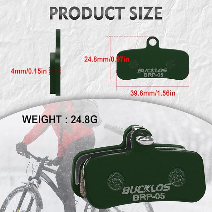 BUCKLOS Bike Disc Brake Pads - Bicycle Disk 4 Piston Pads for Shimano D02S D03S Saint Deore XT XTR SLX Zee/Tektro/TRP for Mountain Bike/Road Bike/Ebike/MTB