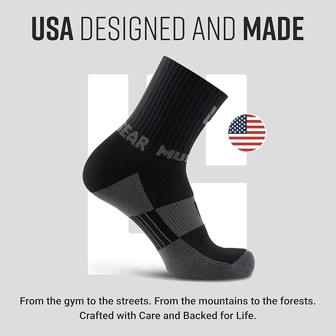 Crew Length Trail Running Socks, Quick-Drying Mid-Calf Socks with Arch Support, Sweat-Resistant, Breathable Athletic Socks
