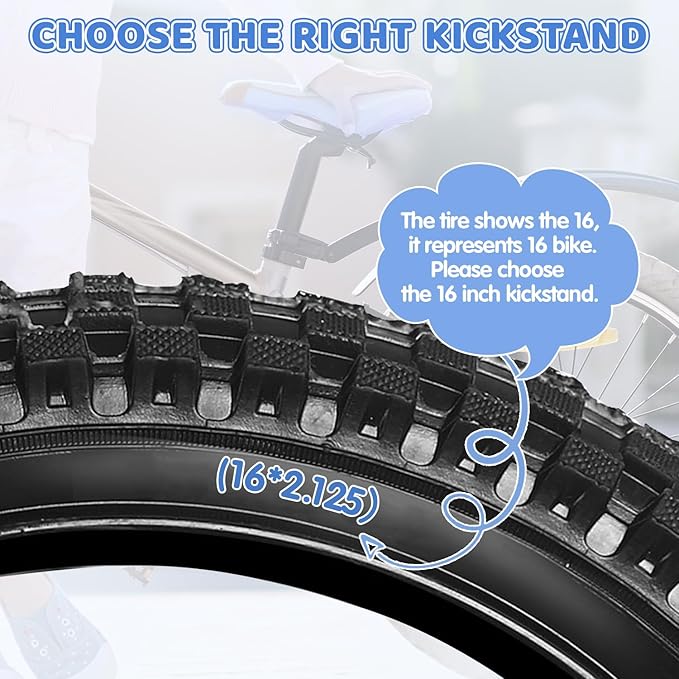 Adjustable Kickstand for Kids Bike, Bike Kickstand Center Mount for 16 18 20 Inch Kids Bikes, Aluminum Alloy Durable Bicycle Kickstand Bike Accessories for Kids, Black