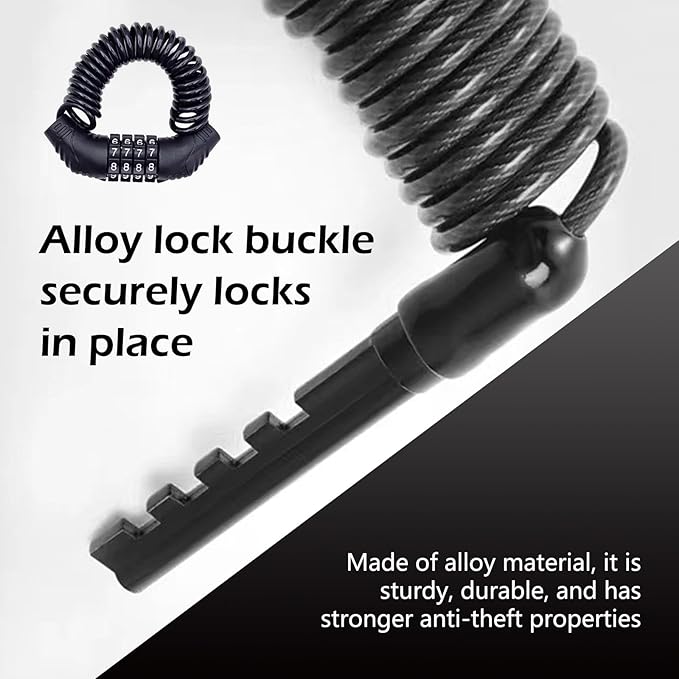 Motorcycle Helmet Lock, Anti-Theft Portable Bicycle Lock, Retractable Cable Locks, Universal for Bicycle, Baby Stroller, Luggage Stroller (Black)