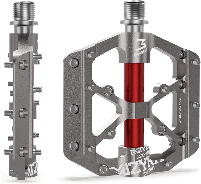 MZYRH Road/Mountain Bike Pedals,Lightweight 3 Bearings Bicycle Pedals,9/16” Aluminum Alloy Flat Pedals for Road Mountain BMX MTB Bike