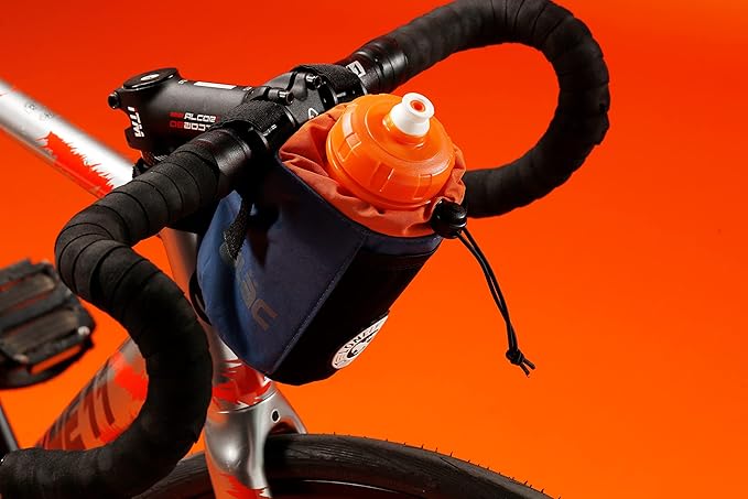 ULAC NEO PORTER C-HOLD Bike Feed Bag for Top Tube, Handlebar, Stem and Saddles (Navy-Orange, Small)