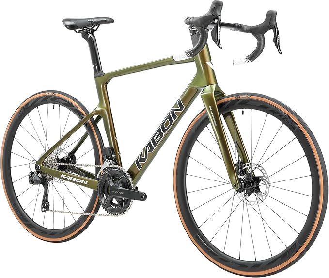 KABON Carbon Road Bike, 700C Carbon Fiber Frame Road Bike 24S Shifting Road Bicycle with 105 Di2 7170 Groupset Disc Brake Race Bikes for Adults