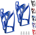 Bike Water Bottle Cage, Universal Drink Holder, Durable Ultralight Plastic Bottle Holder for Cycling, 2 Pack - Blue