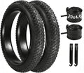 2 Pack 20x3.0/20x4.0/24x4.0/26x3.0/26x4.0 Fat Bike Tires and Tubes Set, 20 Inch All-Terrain Tires, for Mountain Ebikes Snow Bikes Beach