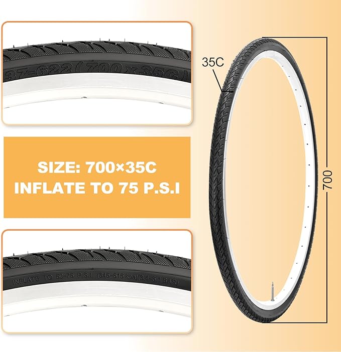 Hycline Road Bike Replacement Tire: 700x25C/700x28C/700Cx35C Folding High-Performance Wear-Resistant Bicycle Tires for City Commuter Road