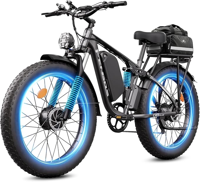 6000W Electric Bike for Adults, 45MPH Dual Motor Ebike, 60V 1200WH E Bike, 100 Miles Bicycle, Full Suspension, Dual Hydraulic Disc Brake Ebike, Charge Voltage 67.2V, Brake/Turn Signal